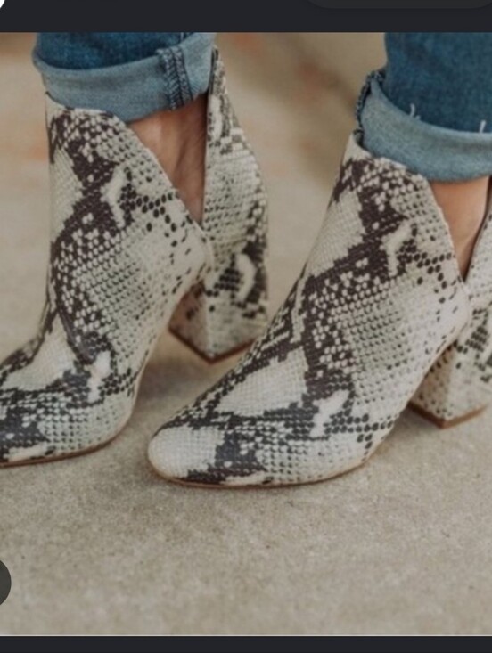 Steve Madden Shoes - Steve Madden Snake-Print Block Heel Ankle Boots - Black, Cream, Tan 8